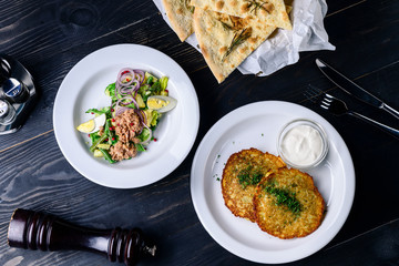 Belarusian pancakes, national dishes of grated potatoes