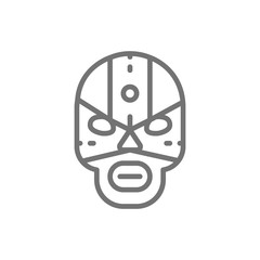 Naklejka premium Mexican fighter mask, wrestler line icon.