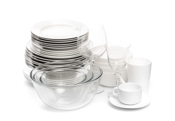 Set of white dishes . table wear
