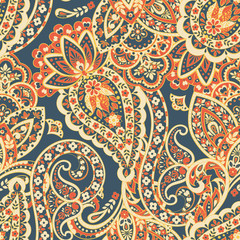 Paisley Ornamental seamless pattern. kalamkari vector fabric background