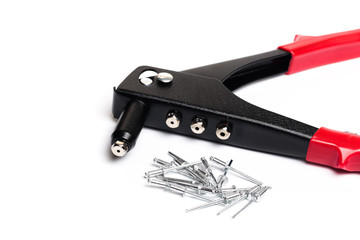 rivet and joint tool with  rivets isolated on white background