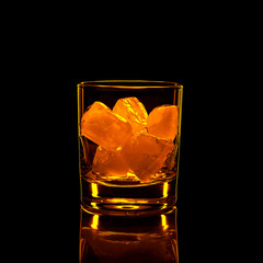 Silhouette, glass, strong alcohol, ice, black background, alcoholic, old fashion, whiskey, reflection, party,