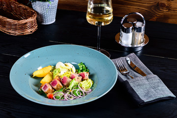 fresh salad with steak meat