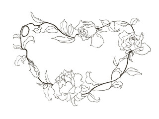 Digital illustration of roses, black and white.