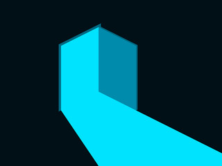Light from the open door. Blue lights. Vector illustration