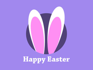 Happy Easter. Easter rabbit ears. Holiday card. Vector illustration