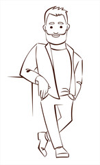 A man with a beard in an unbuttoned jacket or shirt.