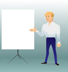 business teacher, man giving a lecture or presentation.