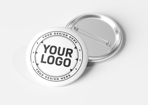 Mockup Digital Photo Template for Pin Back Button on White