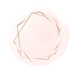 Rose gold frame with pastel pink background. Logo background for beauty and fashion