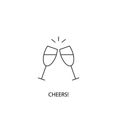 Cheers vector icon, outline style, editable stroke