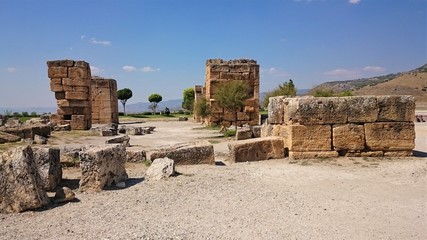 Ruins and ruins of the ancient city, Hierapolis near Pamukkale, Turkey.