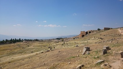 Ruins and ruins of the ancient city, Hierapolis near Pamukkale, Turkey.