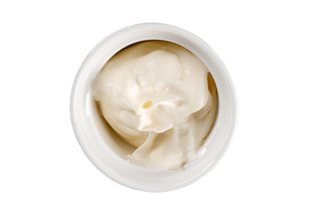Fototapeta na wymiar Mayonnaise sauce in bowl isolated on white background.