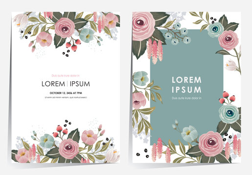 Vector illustration of a floral frame set in spring for Wedding, anniversary, birthday and party. Design for banner, poster, card, invitation and scrapbook
