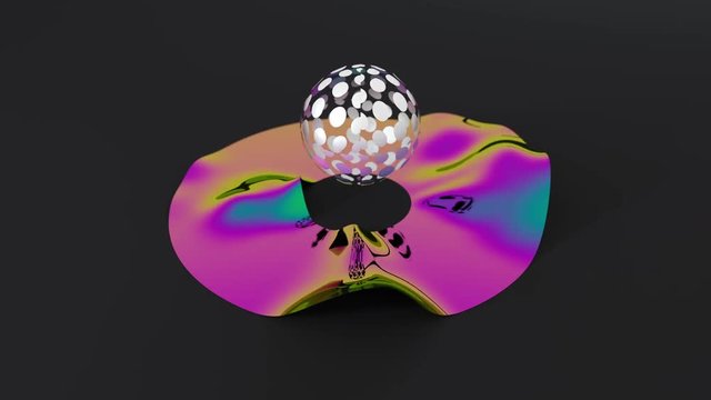 vAbstract holographic flying object. 3d shapes, 4k animation render looping footage.