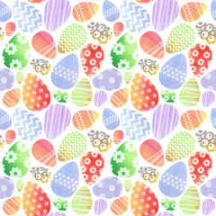 Seamless pattern for easter whis colorful eggs and ornamet