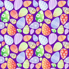Seamless pattern for easter whis colorful eggs and ornamet 