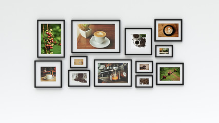 Photo frame on wall - coffee picture(3d rendering)