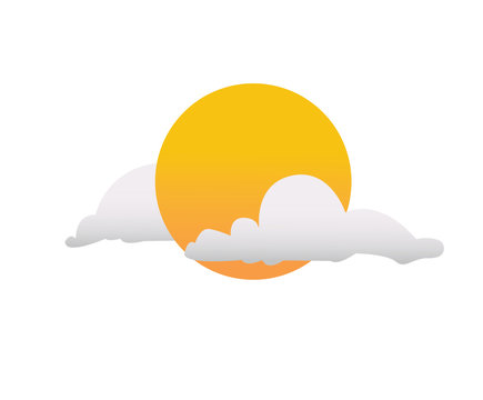 Vector icon of the sun and clouds. Weather forecast.