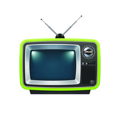 retro tv isolated on white background with green frame. Vector illustration.