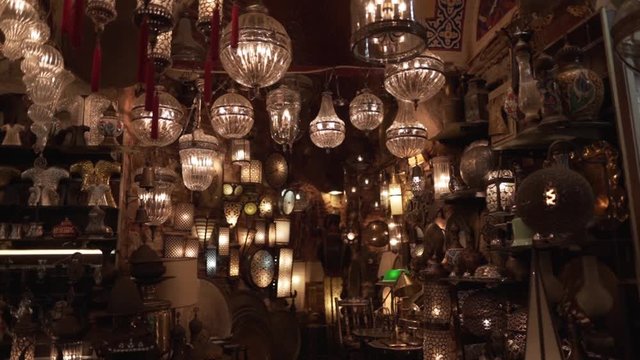 Lanterns hanging in the Grand Bazaar, Istanbul