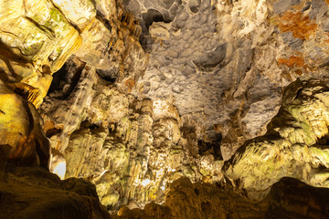 Dong Thien Cung cave on Dau Go Island this is one of the most beautiful caves in Halong Bay, Vietnam.