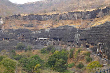 Obraz premium Ajanta caves, India. The Ajanta Caves in Maharashtra state are Buddhist caves monuments