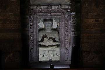 Ajanta caves, India. The Ajanta Caves in Maharashtra state are Buddhist caves monuments