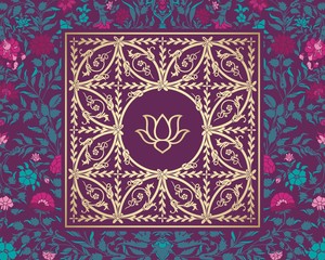 water lily, wedding card design, royal India	