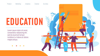 Vector concept creative business illustration with studing people, education. 