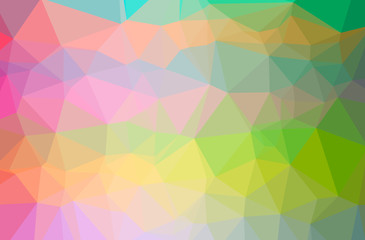 Illustration of abstract Green, Pink, Red, Yellow horizontal low poly background. Beautiful polygon design pattern.