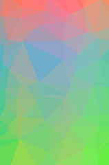 Illustration of abstract Green, Pink, Red vertical low poly background. Beautiful polygon design pattern.