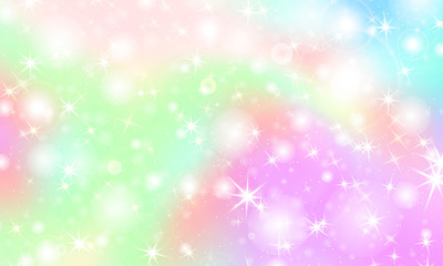 Obraz premium Unicorn rainbow background. Holographic sky
