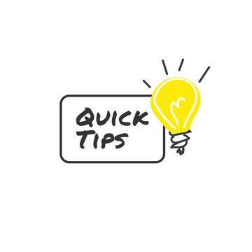 Quick tips vector illustration. Helpful tricks sign. Tutorials with idea symbol. Colorful outline concept. Idea with the light buld hand drawn concept.