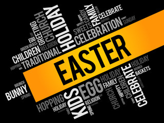 Easter word cloud collage, holiday concept background