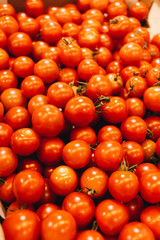 Pile of fresh ripe tomatoes, food background