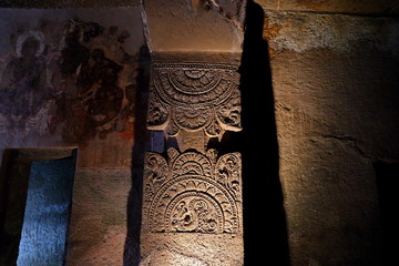 Ajanta caves, India. The Ajanta Caves in Maharashtra state are Buddhist caves monuments
