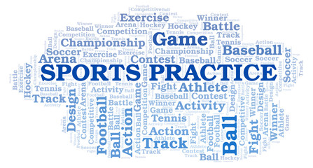 Obraz premium Sports Practice word cloud.