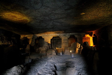 Ajanta caves, India. The Ajanta Caves in Maharashtra state are Buddhist caves monuments