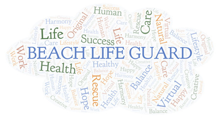 Fototapeta premium Beach Life Guard word cloud.