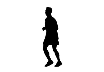 silhouette men run exercise for Health At area Stadium Outdoors on white background with clipping path.