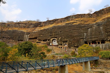 Ajanta caves, India. The Ajanta Caves in Maharashtra state are Buddhist caves monuments