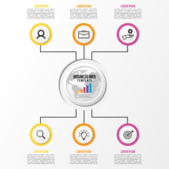 Modern Vector Infographics Elements Design Template. Business Data Visualization Timeline with Step Option and Marketing Icons can be used for workflow layout, presentation, diagram, annual reports