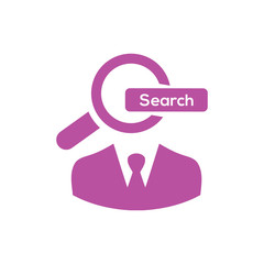 people, search people , job search , business search magenta color  icon 