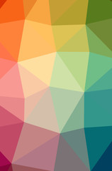 Illustration of abstract Green, Orange, Pink, Red vertical low poly background. Beautiful polygon design pattern.