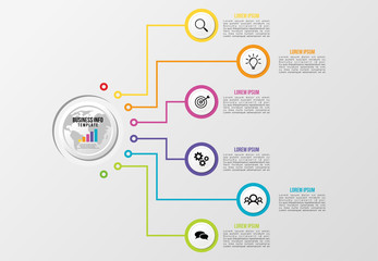Modern Vector Infographics Elements Design Template. Business Data Visualization Timeline with Step Option and Marketing Icons can be used for workflow layout, presentation, diagram, annual reports