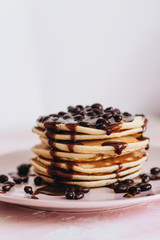 Composition of waffle cones on light background