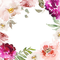 Greeting card with watercolor flowers handmade.