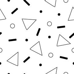 Black white seamless pattern of geometric shapes